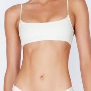 White terry cloth triangl mica bikini top